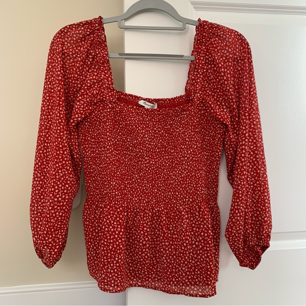 NWOT Georgette Lucie Smocked Peplum Top in Batik Vine - Picture 2 of 8